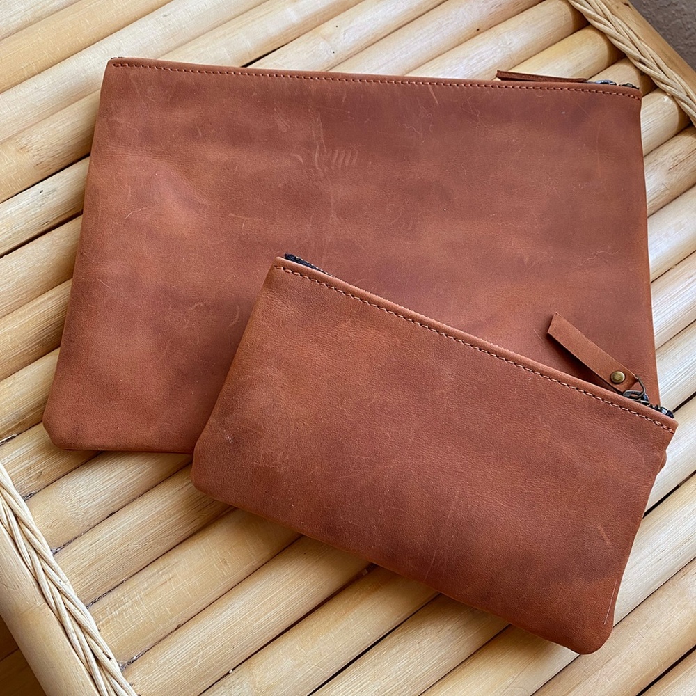 Leather Clutch Makeup Travel Bags with Zipper